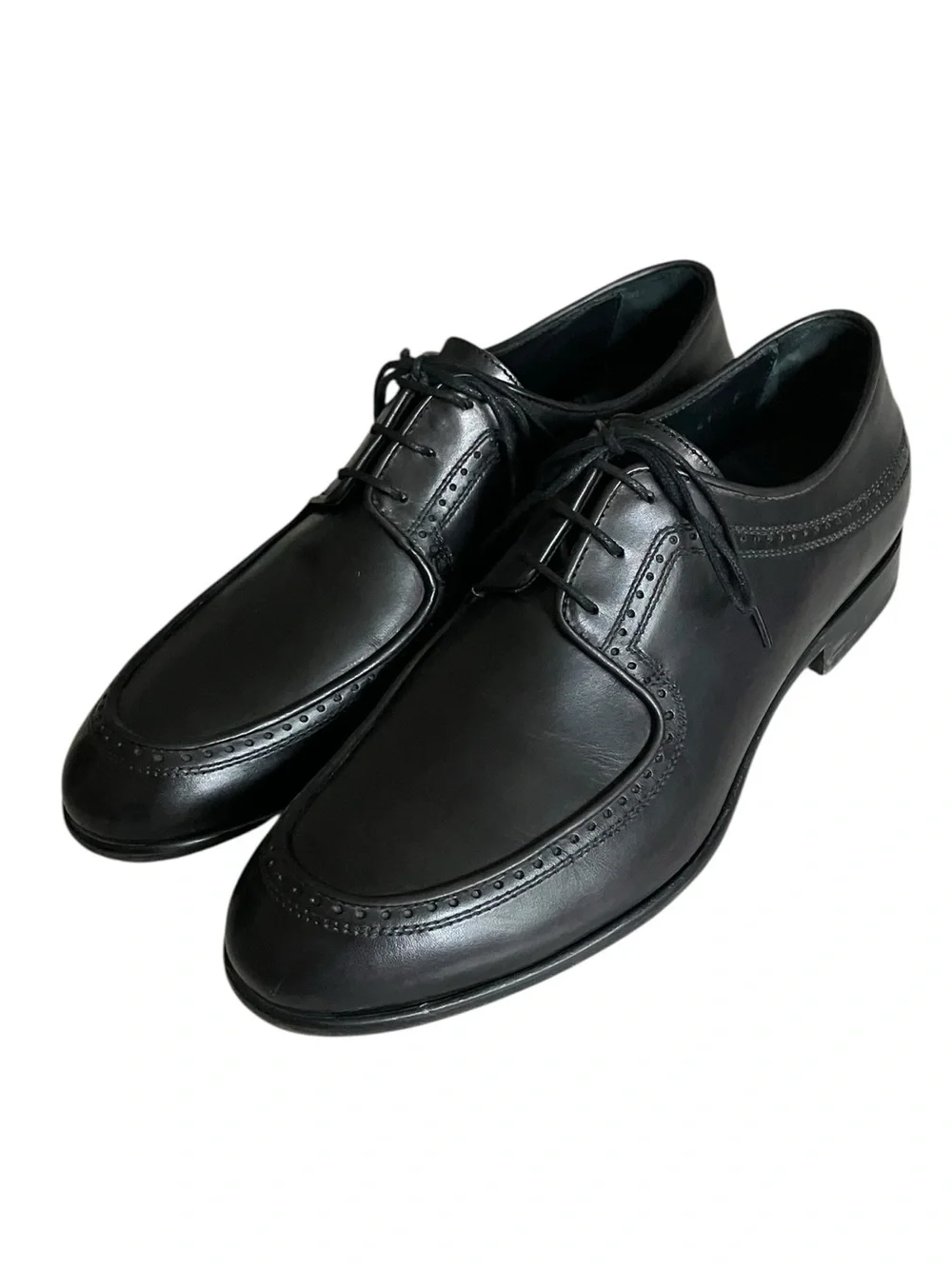 Harry’s Of London Black Leather Apron Toe Derby Dress Shoes 41.5 Luxury Italy